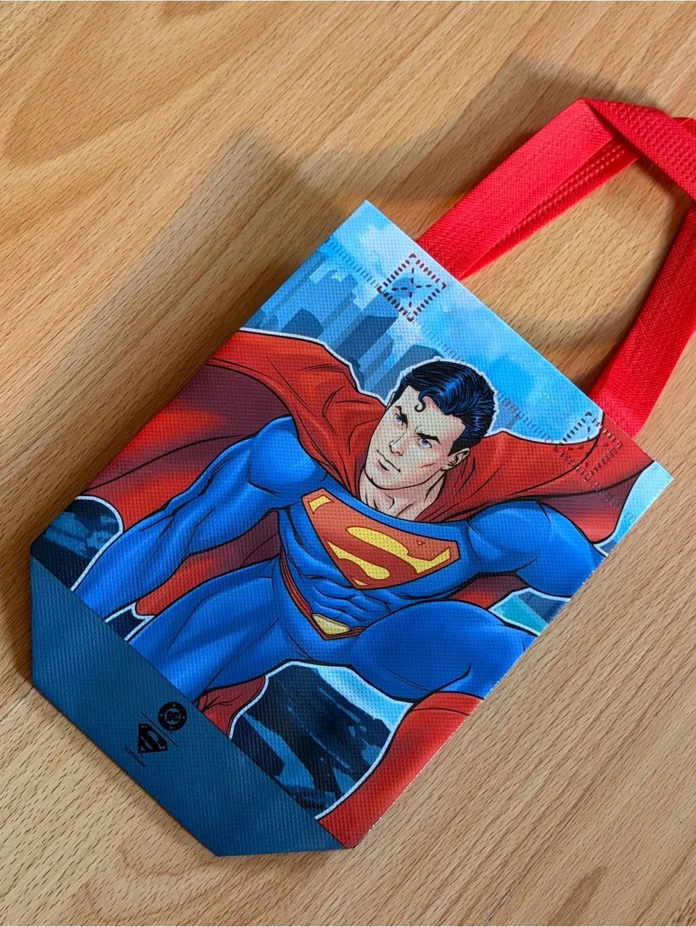 DC Superman Red and Blue Tote Bag with Action Figure